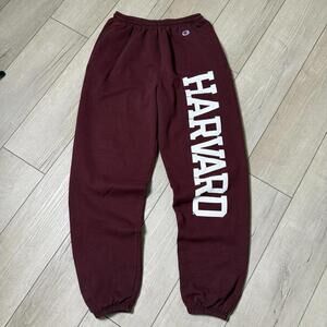 Champion Harvard University Sweatpants Logo Print Joggers Men M Y2K Fleece Baggy